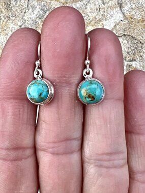 Sundance $128 NEW 7/8" Kingman Turquoise Small Handmade Sterling Silver Earrings